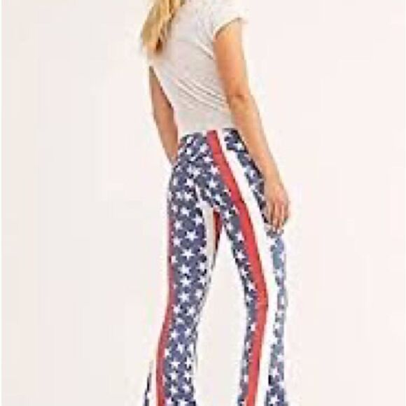 Rare Free People Stars and Stripes pull on Penny Flares Womens Sz 27 - Picture 4 of 12
